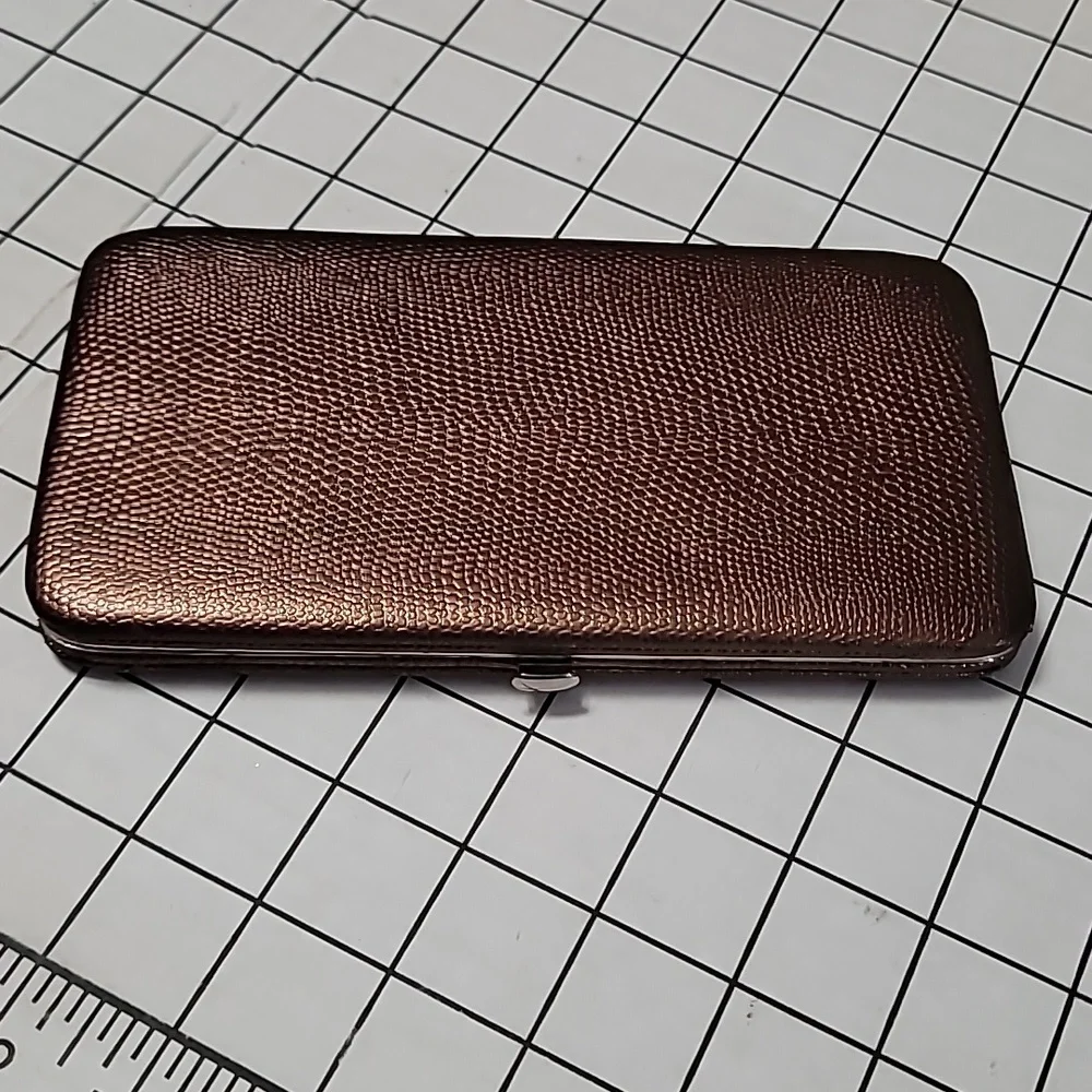 Bronze Slimline Wallet Clutch Faux Reptile‎ Print - Gently Preloved